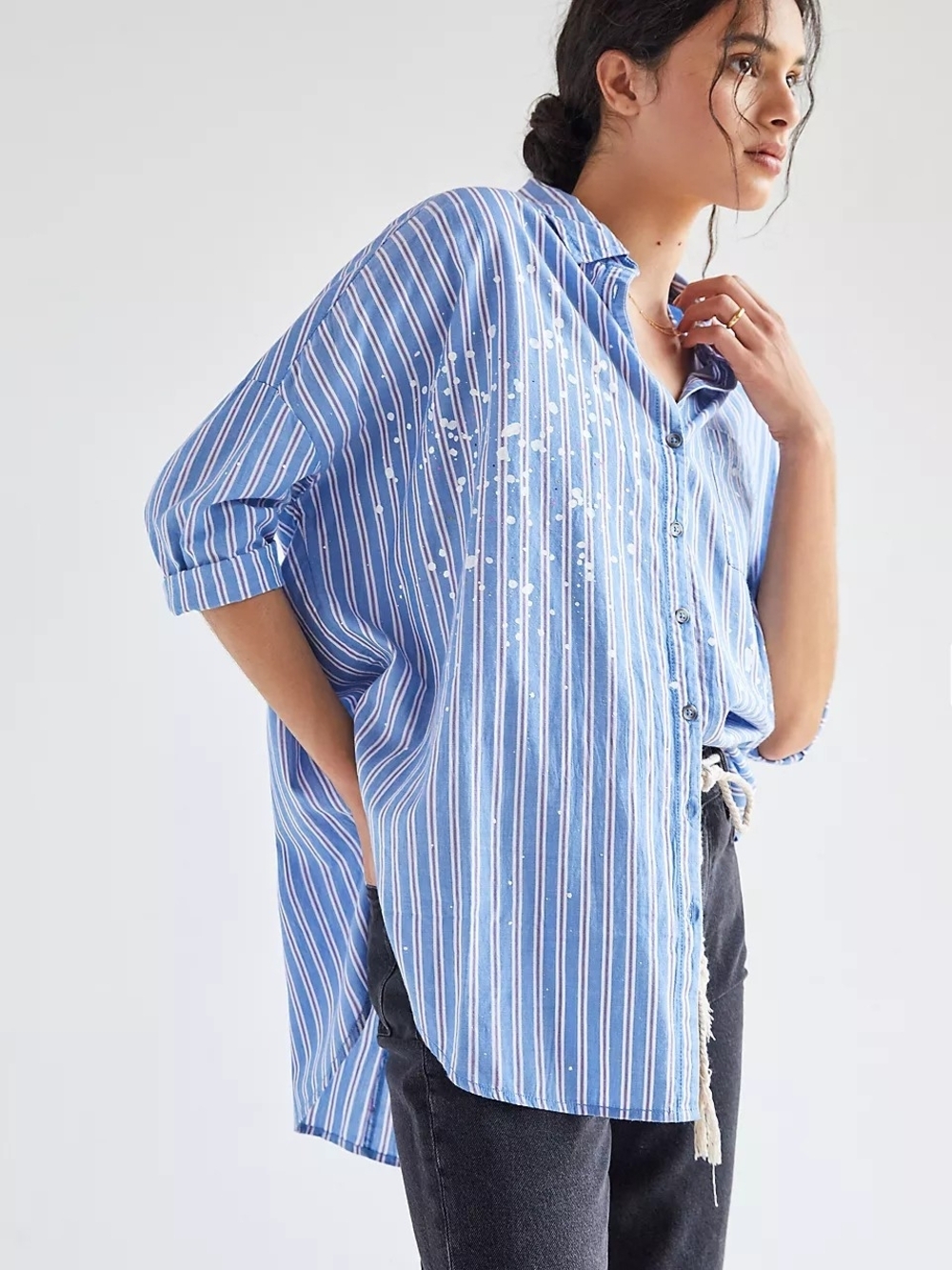 Anthropologie Pilcro The Bo Boyfriend Buttondown Oversized Cotton Shirt XS/S